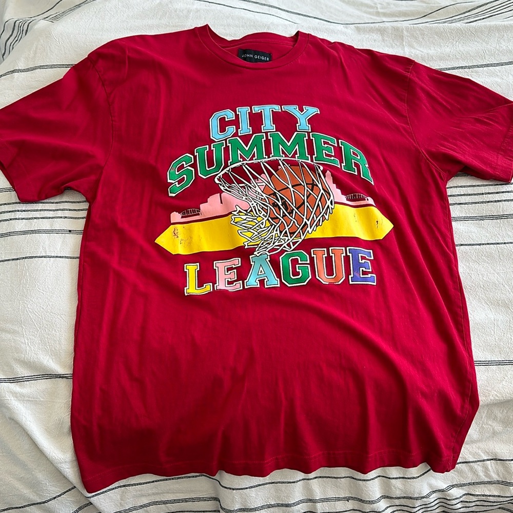 JOHN GEIGER, Distressed City Summer League, Basketball Tee, Size XXL
